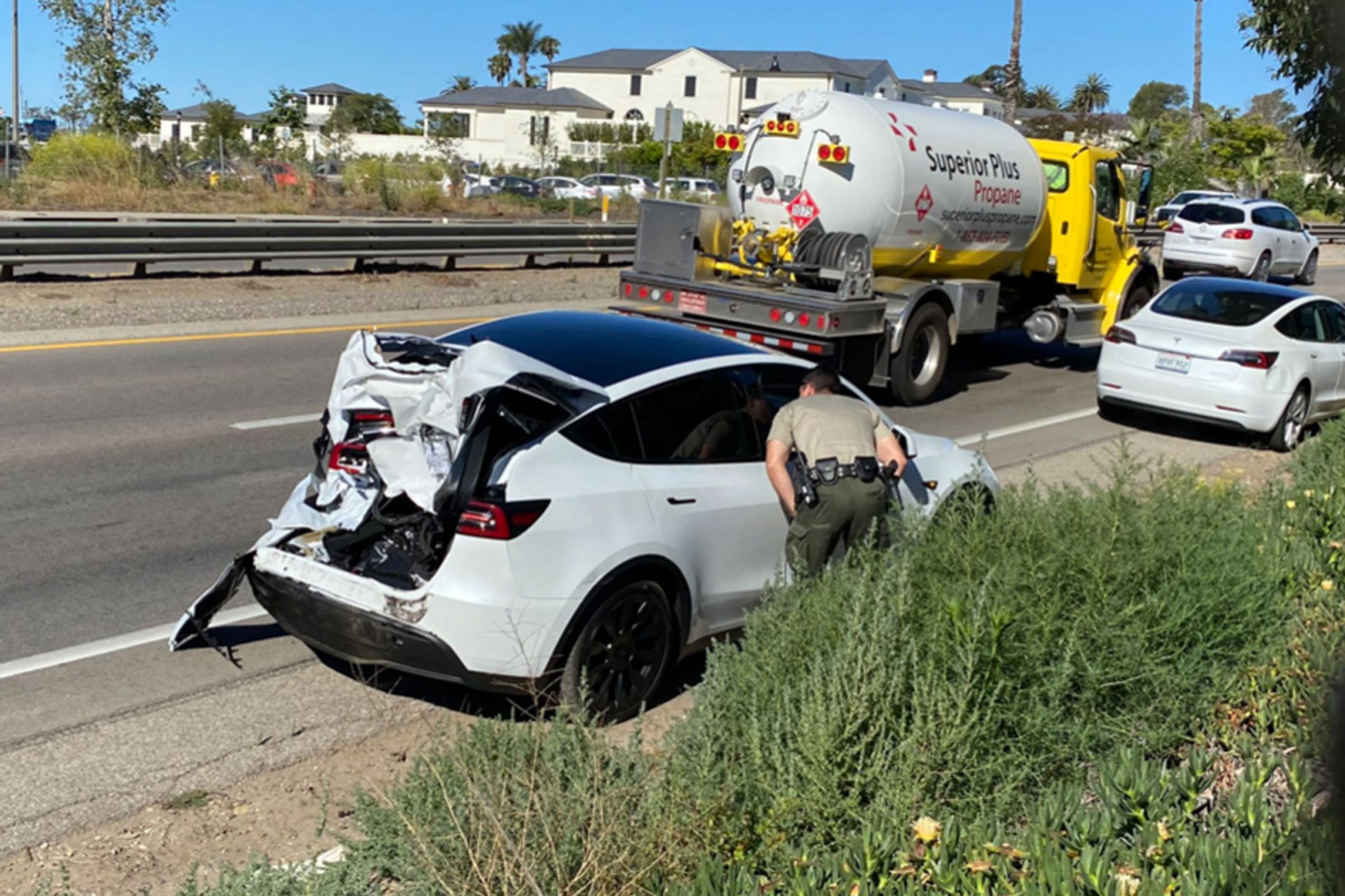 Tesla SUV in a rear end collision