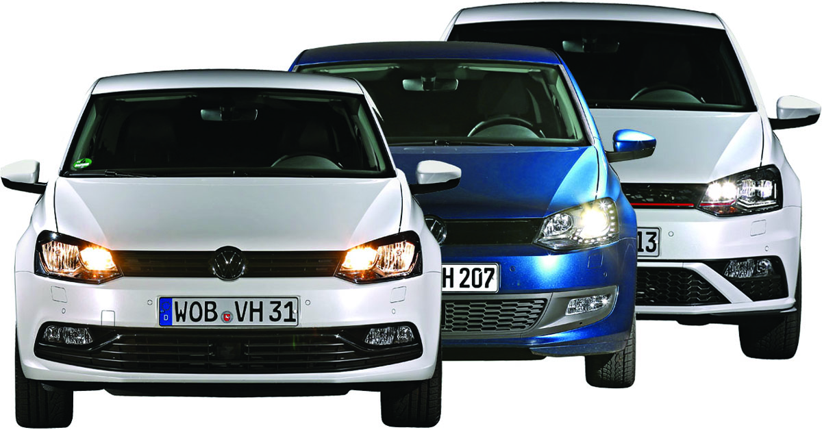 Modern VW cars with halogen, xenon, and LED headlights