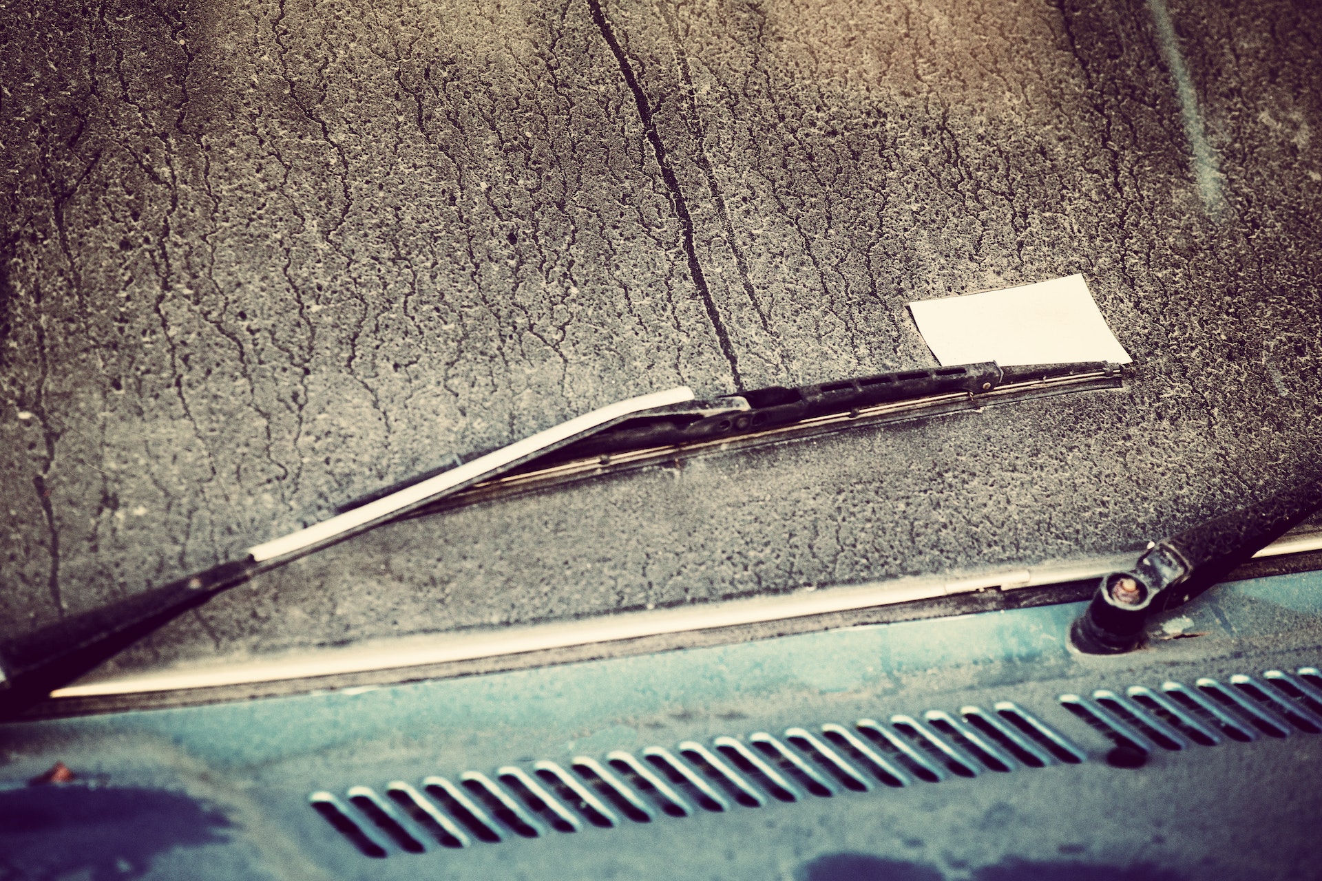 Windshield wipers on old car